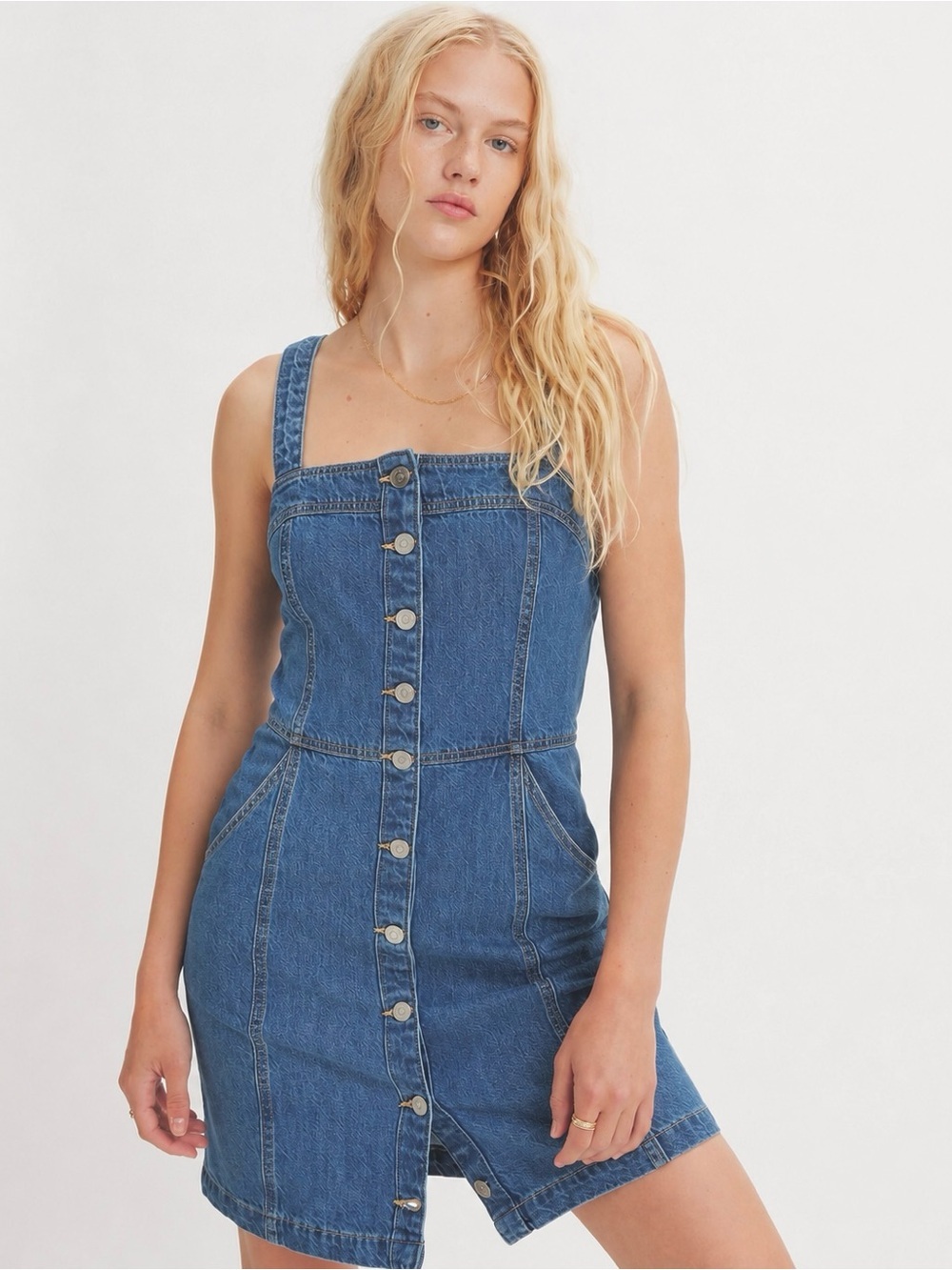 Denim Button Down Jumper Dress 8 M